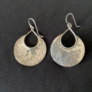 SILPADA EARRINGS, hammered sterling silver, half moon bay crescent drop earrings